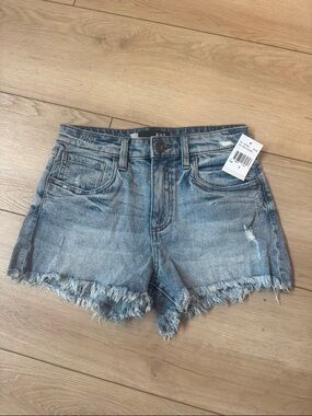 KUT from the Kloth JANE Denim Light Blue Frayed Hem Jean Shorts SZ 0 NWT